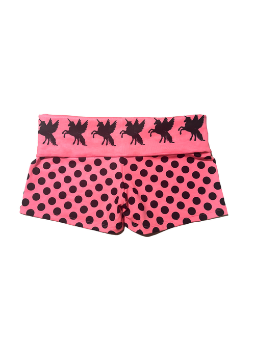 Unicorn Polka Dot Neon Shorts (Pink)
