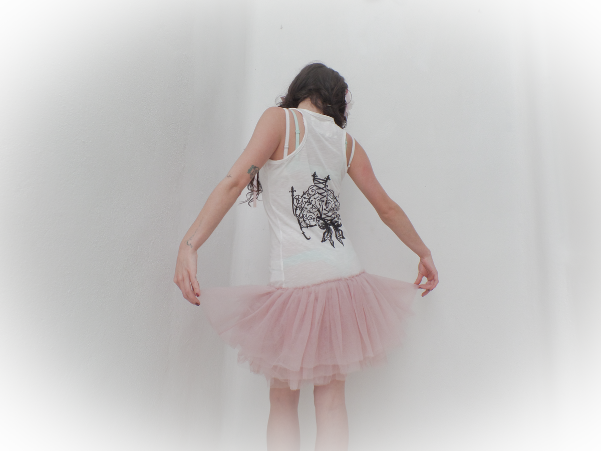 Dreamy Tulle Botton-up Dress (Rose)