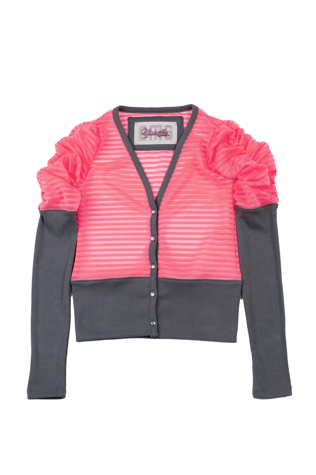 Stripped Mesh Neon Cardigan